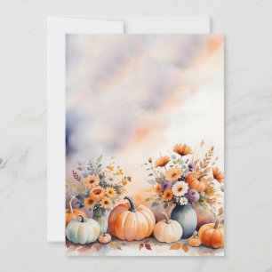 Autumn Floral Pumpkins Background Invitation