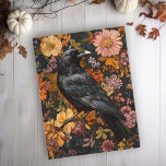 Autumn Floral Raven Crow  Postcard<br><div class="desc">This design was created through digital art. It may be personalized by clicking the customize button and changing the color, adding a name, initials or your favorite words. Contact me at colorflowcreations@gmail.com if you with to have this design on another product. See more of my creations or follow me at...</div>