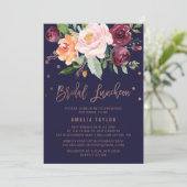 Autumn Floral Rose Gold Bridal Luncheon Invitation (Standing Front)