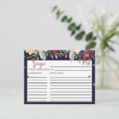 Autumn Floral Rose Gold Bridal Shower Recipe Cards (Standing Front)