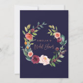 Autumn Floral Rose Gold Fall in Love Bridal Shower Invitation (Back)