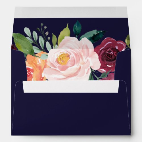 Autumn Floral Rose Gold Wedding Invitation Envelope