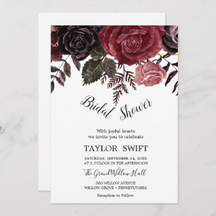 Autumn Floral Rose Gold Wreath Back Bridal Shower Invitation
