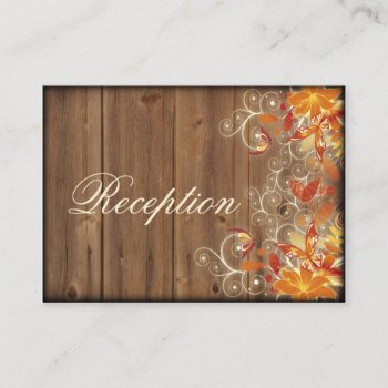 Autumn Floral Rustic Fall Wedding Reception Cards by WillowTreePrints at Zazzle