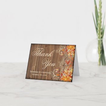 Autumn Floral Rustic Fall Wedding Thank You Cards by WillowTreePrints at Zazzle