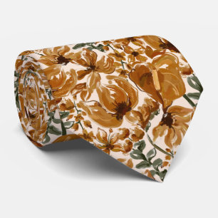Autumn Floral Rustic Pattern Neck Tie