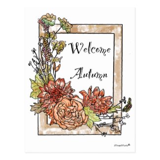 Autumn Floral Rustic Thanksgiving Art Postcard