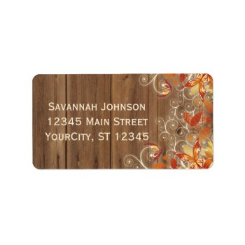 Autumn Floral Rustic Wood Fall Address Labels by WillowTreePrints at Zazzle