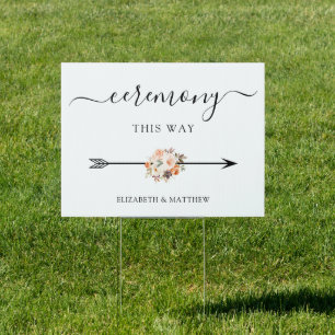 Autumn Floral Script Ceremony This Way Directional Sign