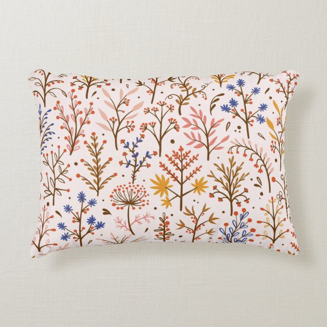 Autumn Floral Seamless Pattern. Doodle Plants, Bra Accent Pillow (Front)