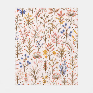 Autumn Floral Seamless Pattern. Doodle Plants, Bra Fleece Blanket