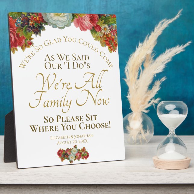 Autumn Floral Sit Where You Choose Wedding Sign Plaque (Side)