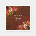 Autumn Floral Splendor Mr &amp; Mrs Wedding Napkins