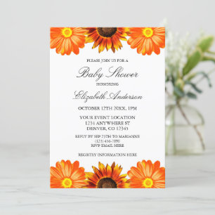 Autumn Floral Sunflower Baby Shower Invitation