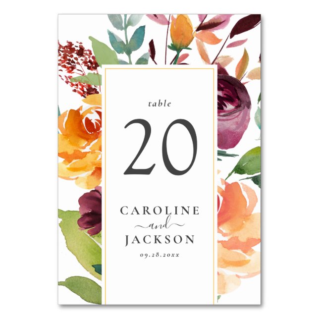 Autumn Floral Table Number (Front)