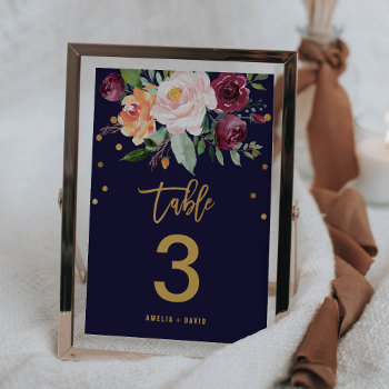 Autumn Floral Table Number by FreshAndYummy at Zazzle