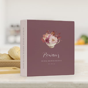 Autumn Floral Teacup Bridal Shower Recipe 3 Ring Binder