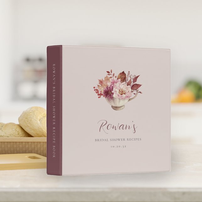Autumn Floral Teacup Bridal Shower Recipe 3 Ring Binder (Creator Uploaded)