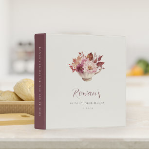 Autumn Floral Teacup Bridal Shower Recipe 3 Ring Binder