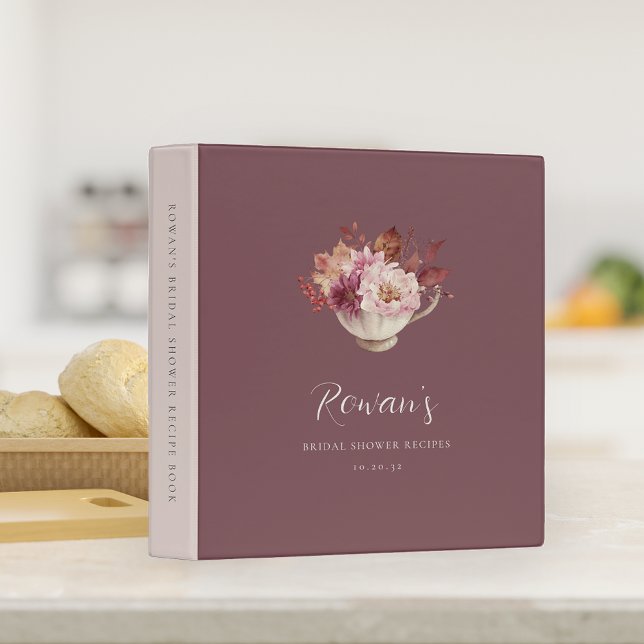 Autumn Floral Teacup Bridal Shower Recipe 3 Ring Binder (Creator Uploaded)