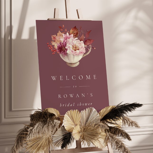 Autumn Floral Teacup Bridal Shower Welcome Sign (Creator Uploaded)