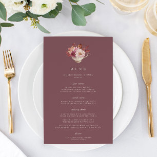 Autumn Floral Teacup Fall Bridal Shower Menu