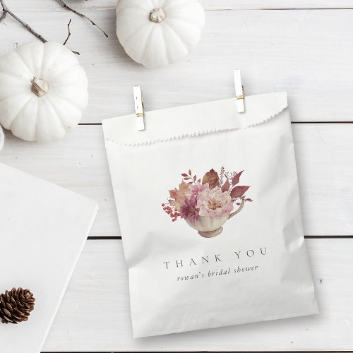 Autumn Floral Teacup Fall Bridal Shower Tea Favor Bag