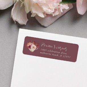 Autumn Floral Teacup Fall Return Address Label