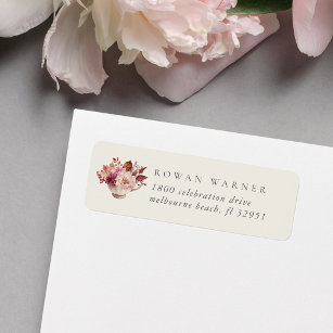 Blush pink rose return address label, Zazzle