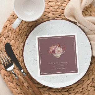 Autumn Floral Teacup Love Is Brewing Bridal Shower Napkins