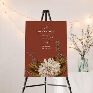 Autumn Floral Terracotta Fall Wedding Welcome Foam Board