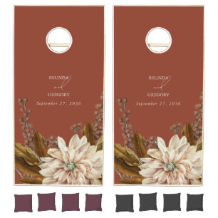 Autumn Floral Terracotta Watercolor Fall Wedding Cornhole Set
