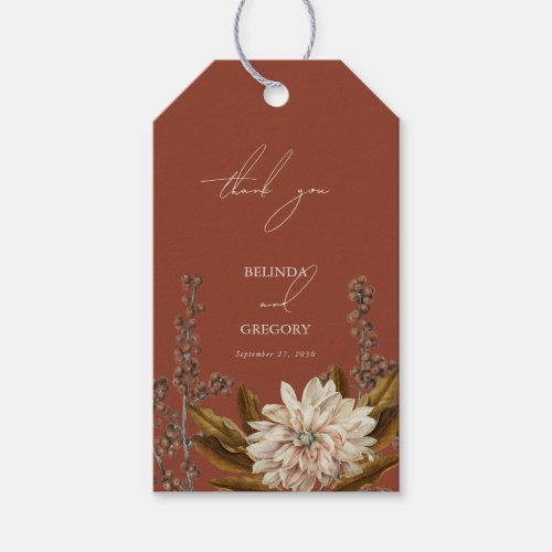 Autumn Floral Terracotta Watercolor Fall Wedding Gift Tags