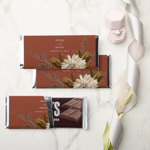 Autumn Floral Terracotta Watercolor Fall Wedding Hershey Bar Favors