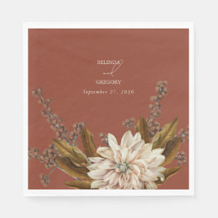 Autumn Floral Terracotta Watercolor Fall Wedding Napkins