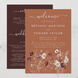 Autumn Floral Terracotta Wedding Program