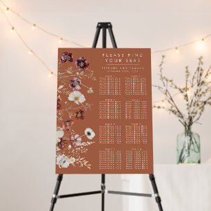 Autumn Floral Terracotta Wedding Seating Chart Foam Board