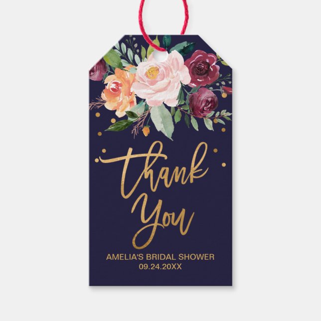 Autumn Floral Thank You Favor Gift Tags (Front)