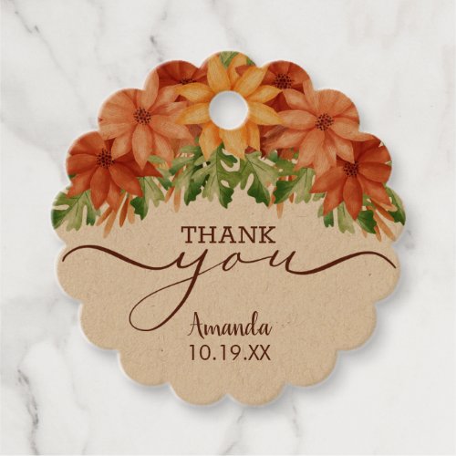 Autumn Floral Thank You Favor Tags