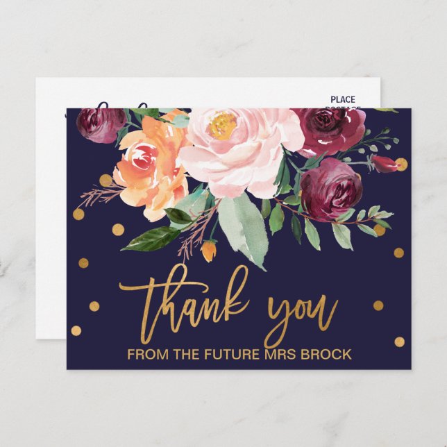 Autumn Floral Thank You Postcard (Front/Back)
