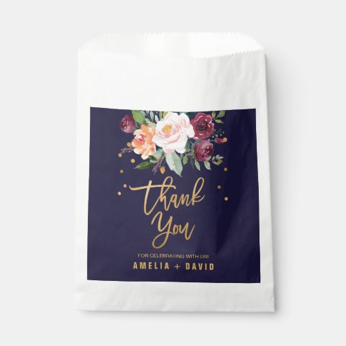 Autumn Floral Thank You Wedding Favor Bag