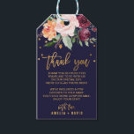 Autumn Floral Thank You Wedding Welcome Bag Gift Tags<br><div class="desc">These autumn floral thank you wedding welcome bag gift tags are perfect for a fall wedding. The design features a stunning bouquet of blush, orange peach, and marsala burgundy flowers with faux gold foil typography and confetti. Personalize the gift tags with a thank you message and your names. Please Note:...</div>