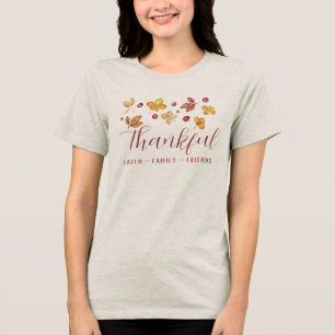 Autumn Floral Thankful  Tri-Blend Shirt