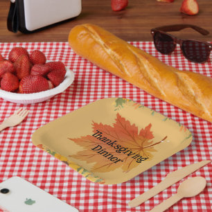 Autumn Floral Thanksgiving Dinner Paper Plates