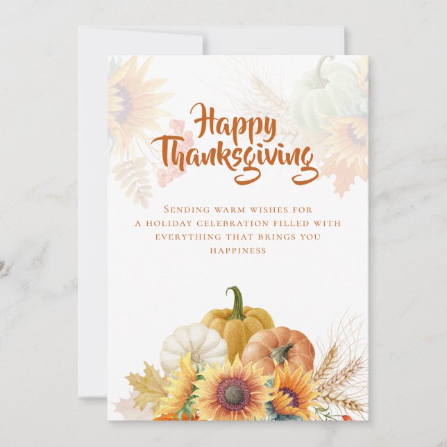 Autumn Floral Thanksgiving Greeting Card (Front)