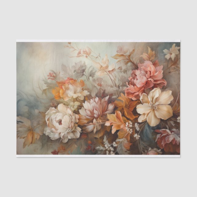 Autumn Floral Thanksgiving Halloween Decoupage Tissue Paper (Front)