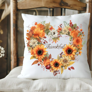 Autumn Floral Throw Pillow