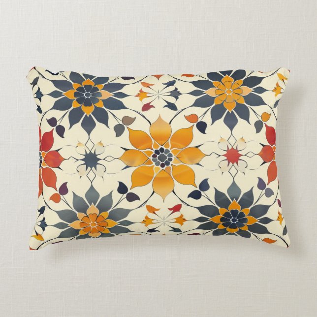 Autumn Floral Tile Accent Pillow (Front)