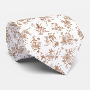 Autumn Floral Toile Pattern Neck Tie