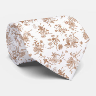 Autumn Floral Toile Pattern Neck Tie